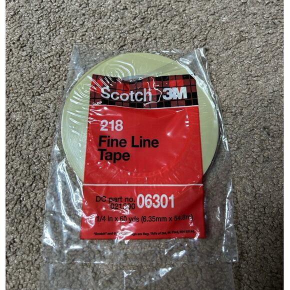 New Scotch 3M 218 Fine Line Tape 06301 1/4 in x 60 yds 6.35mm x 54.8m - Picture 1 of 2